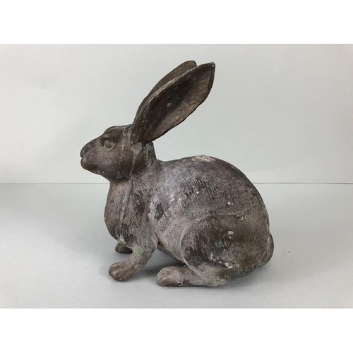 217 - Oriental Brass or bronze patinated study of a Hare approximately 22cm high