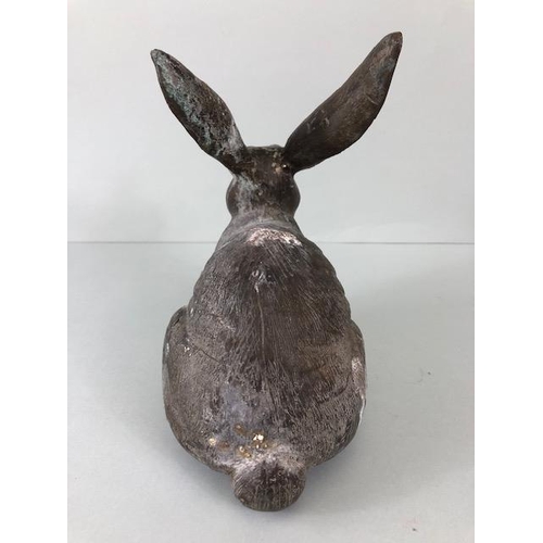 217 - Oriental Brass or bronze patinated study of a Hare approximately 22cm high