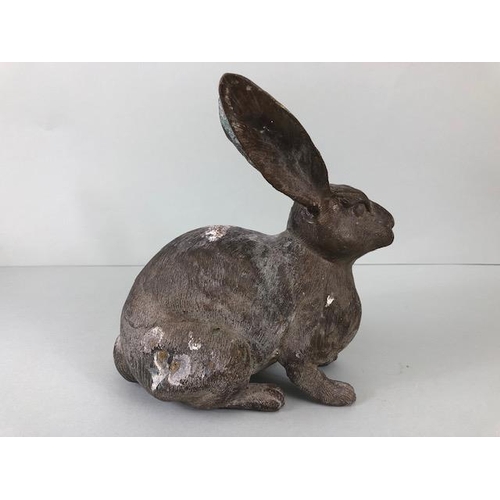 217 - Oriental Brass or bronze patinated study of a Hare approximately 22cm high