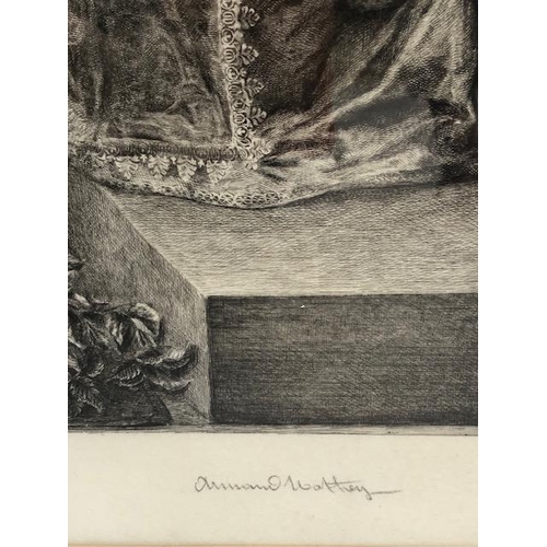 222 - 19th century etching of the three eldest children of Charles 1, framed and glazed approximately 77 x... 