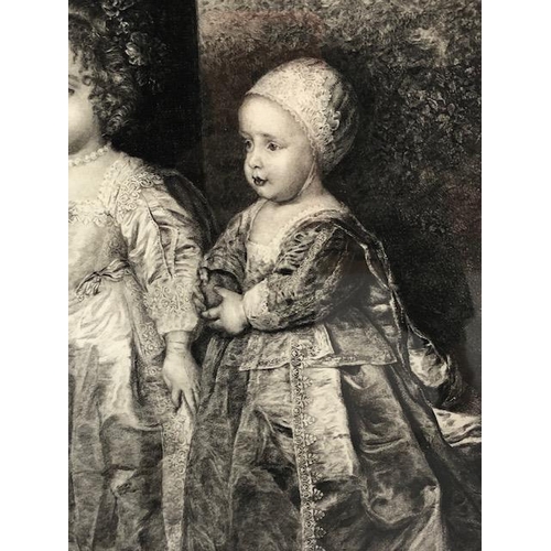 222 - 19th century etching of the three eldest children of Charles 1, framed and glazed approximately 77 x... 