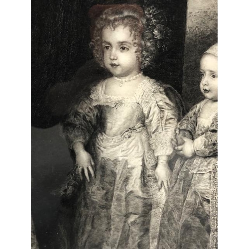 222 - 19th century etching of the three eldest children of Charles 1, framed and glazed approximately 77 x... 