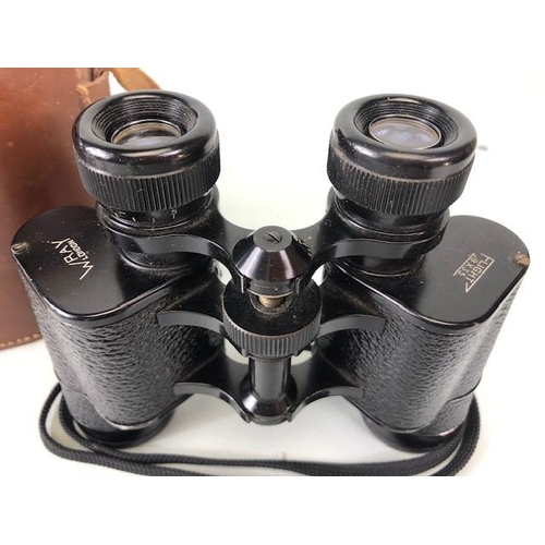 224 - Vintage Binoculars , a pair of WRAY Flight binoculars 9x35 in case, WW1 Era Army and Navy in case, J... 