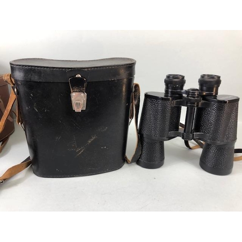 224 - Vintage Binoculars , a pair of WRAY Flight binoculars 9x35 in case, WW1 Era Army and Navy in case, J... 