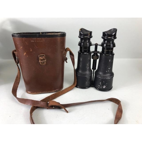 224 - Vintage Binoculars , a pair of WRAY Flight binoculars 9x35 in case, WW1 Era Army and Navy in case, J... 