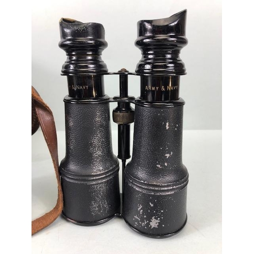 224 - Vintage Binoculars , a pair of WRAY Flight binoculars 9x35 in case, WW1 Era Army and Navy in case, J... 