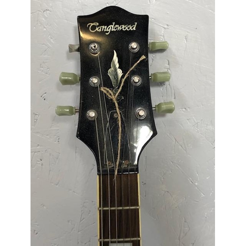 235 - Vintage Guitar. Electric Tangle wood Guitar, body with black finish, one replacement peg