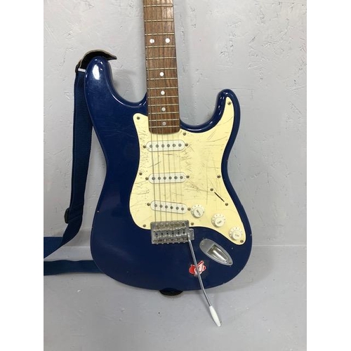 236 - vintage Guitar, Squire Strat by Fender, with blue lacquer body  A.F