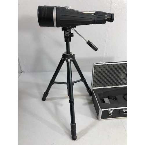 241 - Scientific instruments, a pair of Helious Observation Binoculars 25X 100  in fitted hard case along ... 