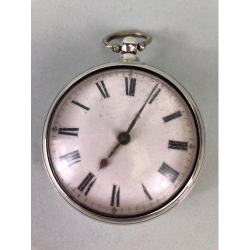 30A - George IV silver pair-cased verge Pocket Watch, hallmarked for London 1829, the gilt engraved moveme... 