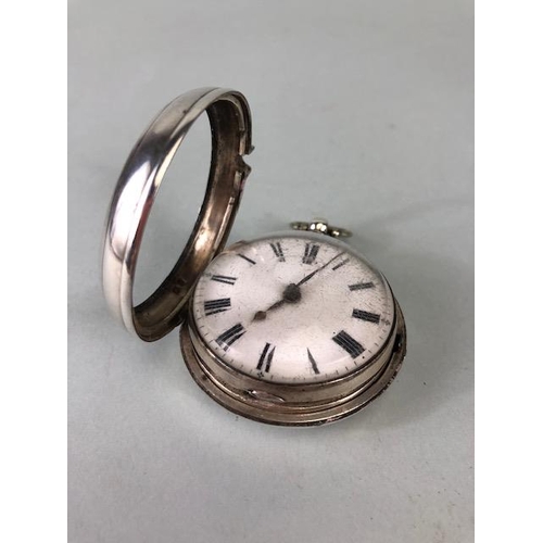 30A - George IV silver pair-cased verge Pocket Watch, hallmarked for London 1829, the gilt engraved moveme... 