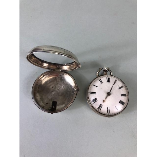 30A - George IV silver pair-cased verge Pocket Watch, hallmarked for London 1829, the gilt engraved moveme... 