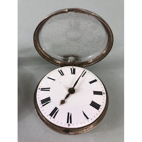 30A - George IV silver pair-cased verge Pocket Watch, hallmarked for London 1829, the gilt engraved moveme... 