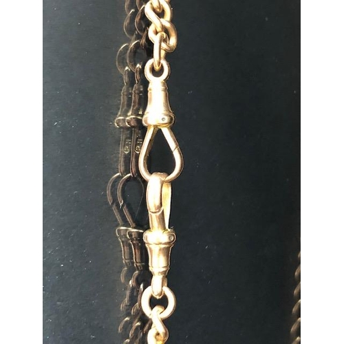 33 - 9ct Rose Gold Double Albert chains, every link marked .375, chains approx 19cm in length and total w... 