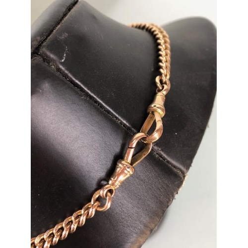 33 - 9ct Rose Gold Double Albert chains, every link marked .375, chains approx 19cm in length and total w... 