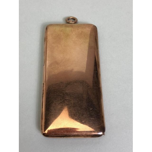 36 - 9ct Rose Gold Cigarette case with hinged sprung lid and loop to add to a chain approx 4 x 8.5cm & 55... 