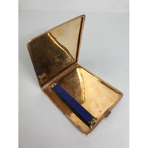 37 - 9ct Gold Cigarette case with hinged and sprung lid, engine turned decoration front and back maker W.... 