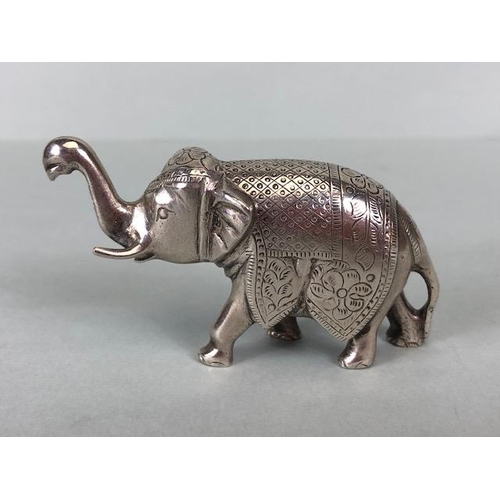 40 - Pair of White metal possibly Indian Silver Elephants each approx 4cm tall and total weight 245g