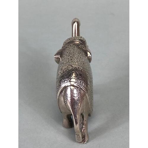 40 - Pair of White metal possibly Indian Silver Elephants each approx 4cm tall and total weight 245g