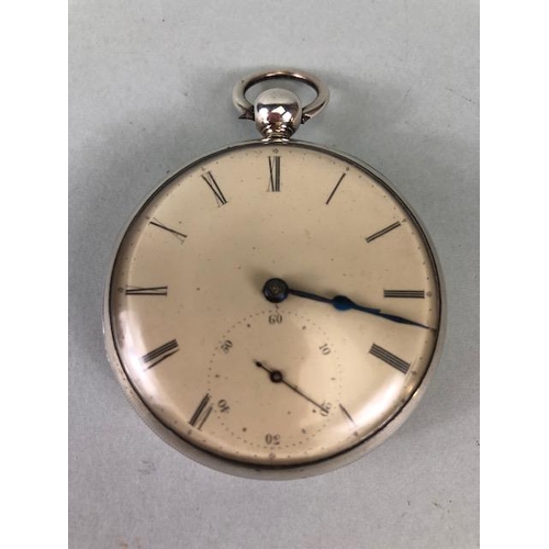 40A - Large open faced pocket watch with subsidiary dial at 6 o'clock the silver cased hallmarked for Ches... 