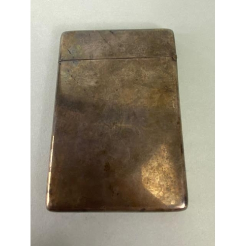 43 - Silver hallmarked card case with monogram and good hinged lid approx 6.5 x 9.5 and 74g