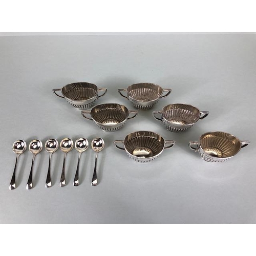 47 - Victorian Silver hallmarked and cased set of Six Salts with Silver spoons Hallmarked for Sheffield 1... 