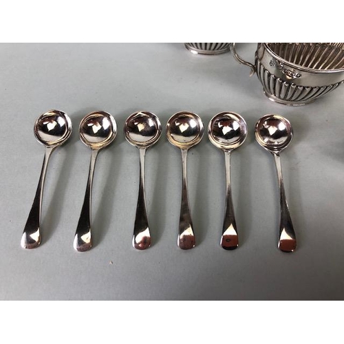 47 - Victorian Silver hallmarked and cased set of Six Salts with Silver spoons Hallmarked for Sheffield 1... 