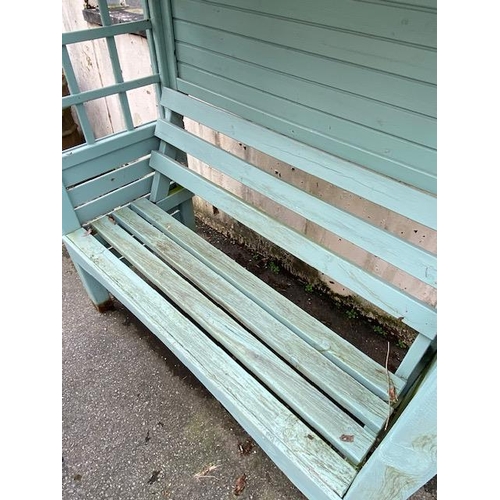 512 - Painted wooden canopied garden bench