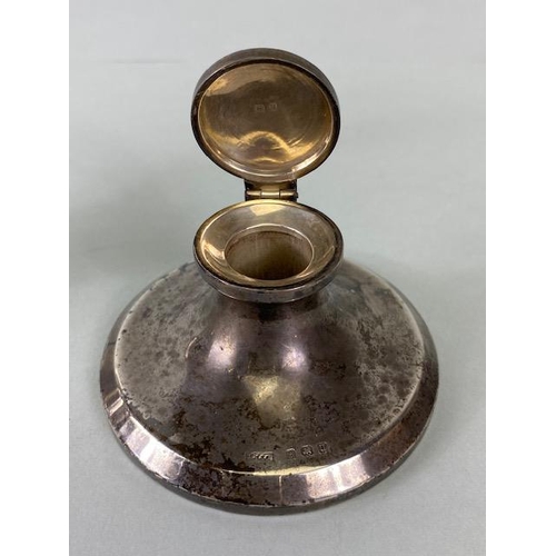 52 - Two Silver Hallmarked circular inkwells with hinged lids the largest 10.5cm in diameter