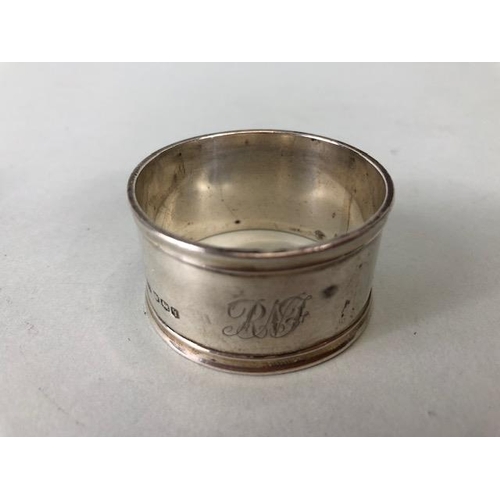 53 - Hallmarked silver items to include four napkin rings (total weight approx 182g)