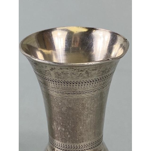 54 - Kiddush Silver cups the tallest with silver hallmarks for maker J Zeving (or Joseph Zweig) the other... 