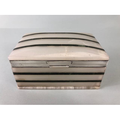 59 - Art Deco Agate and Silver Lidded and hinged box stamped for Asprey London and Silver hallmarked for ... 