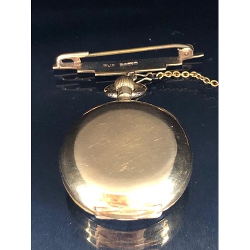 62 - 18k OMEGA fob watch, cased diameter, 26mm, with a 9ct gold suspension brooch total weight approx 20.... 