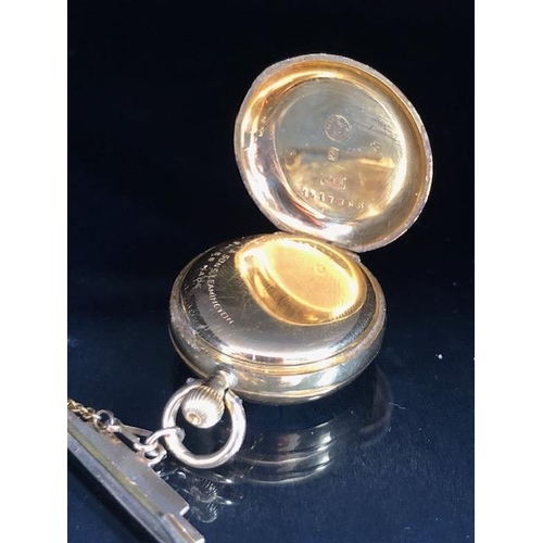 62 - 18k OMEGA fob watch, cased diameter, 26mm, with a 9ct gold suspension brooch total weight approx 20.... 