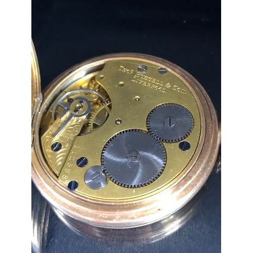 72 - 9ct rolled gold full hunter pocket watch late 19th/early 20thC. Inside case serial number 262467, En... 