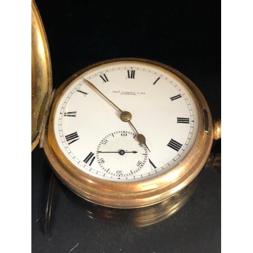 72 - 9ct rolled gold full hunter pocket watch late 19th/early 20thC. Inside case serial number 262467, En... 