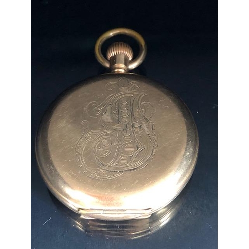 72 - 9ct rolled gold full hunter pocket watch late 19th/early 20thC. Inside case serial number 262467, En... 