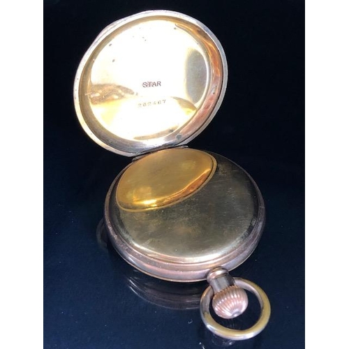 72 - 9ct rolled gold full hunter pocket watch late 19th/early 20thC. Inside case serial number 262467, En... 