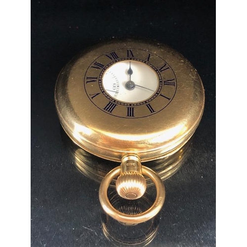 83 - 9CT GOLD J W BENSON of London HALF HUNTER POCKET WATCH, Roman Numerals, Subsidiary dial at 6 o'clock... 