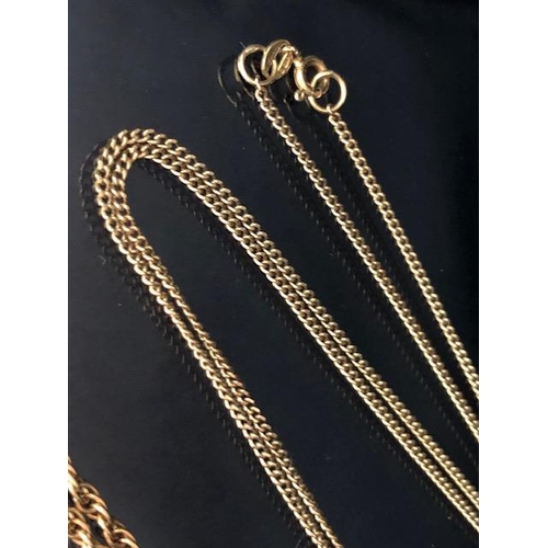 88 - Two 9ct Gold necklaces one with a pearl drop pendant each approx 55cm long and total weight approx 1... 