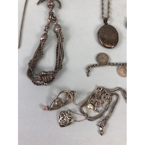 94 - Silver jewellery, quantity of silver hallmarked jewellery and other items, to include a charm bracel... 