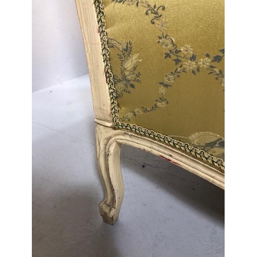 347 - Antique furniture, pair of reproduction French Rococo style wing back arm chairs upholstered in pale... 
