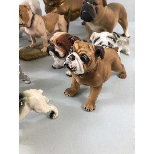 106 - Bull dog figures, collection of vintage collectable bull dogs in various materials ceramic, composit... 