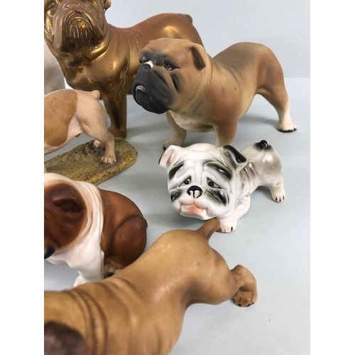 106 - Bull dog figures, collection of vintage collectable bull dogs in various materials ceramic, composit... 