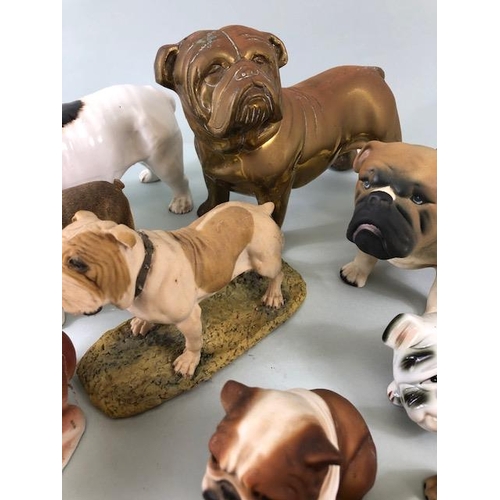 106 - Bull dog figures, collection of vintage collectable bull dogs in various materials ceramic, composit... 