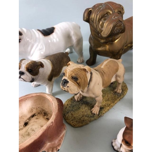 106 - Bull dog figures, collection of vintage collectable bull dogs in various materials ceramic, composit... 