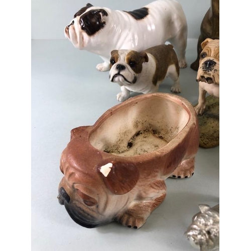 106 - Bull dog figures, collection of vintage collectable bull dogs in various materials ceramic, composit... 