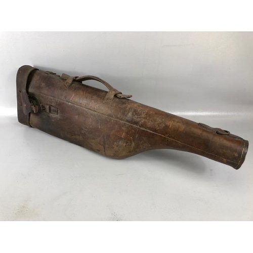 118 - Vintage sporting interest, late 19th / early 20th century leather Leg of Mutton shotgun case A.F (li... 