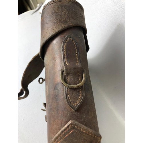 118 - Vintage sporting interest, late 19th / early 20th century leather Leg of Mutton shotgun case A.F (li... 