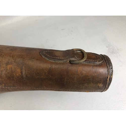 118 - Vintage sporting interest, late 19th / early 20th century leather Leg of Mutton shotgun case A.F (li... 